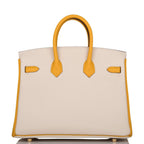 Hermes Horseshoe Stamp (HSS) Bi-Color Craie and Jaune Ambre Togo Birkin 25cm Brushed Gold Hardware