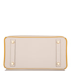 Hermes Horseshoe Stamp (HSS) Bi-Color Craie and Jaune Ambre Togo Birkin 25cm Brushed Gold Hardware