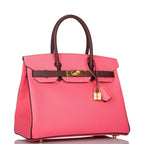 Hermes Birkin 30cm Bi-Color Rose Azalee and Bordeaux Epsom Gold Hardware