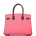 Hermes Birkin 30cm Bi-Color Rose Azalee and Bordeaux Epsom Gold Hardware