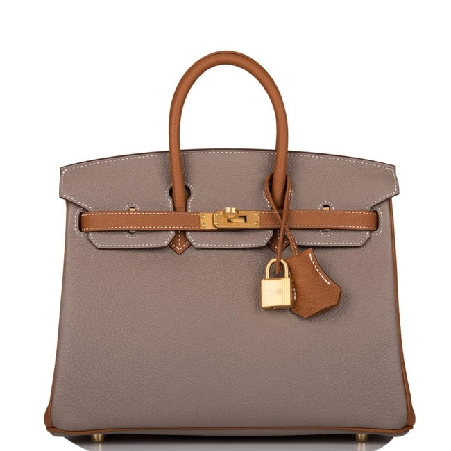 Hermes Birkin 25 Gris Asphalte and Gold Togo Brushed Gold Hardware Hover Image