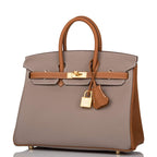 Hermes Birkin 25 Gris Asphalte and Gold Togo Brushed Gold Hardware