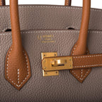 Hermes Birkin 25 Gris Asphalte and Gold Togo Brushed Gold Hardware