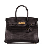 Hermes Birkin 30cm Black Matte Alligator Gold Hardware