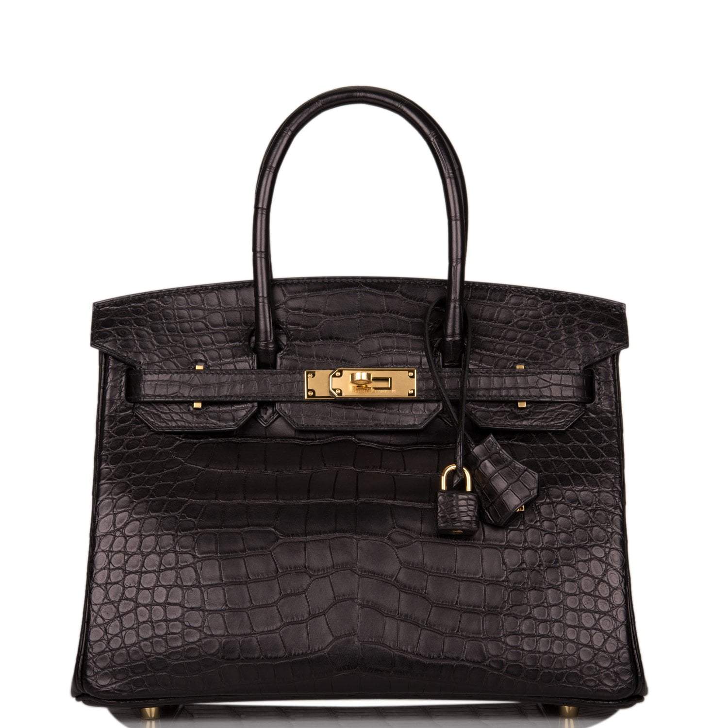 Hermes Birkin 30cm Black Matte Alligator Gold Hardware