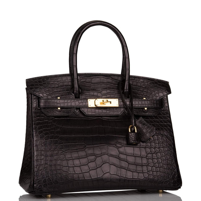 Hermes Birkin 30cm Black Matte Alligator Gold Hardware Main Image