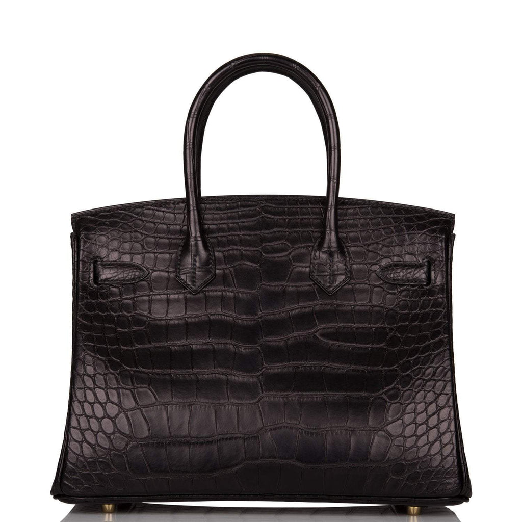 Hermes Birkin 30cm Black Matte Alligator Gold Hardware