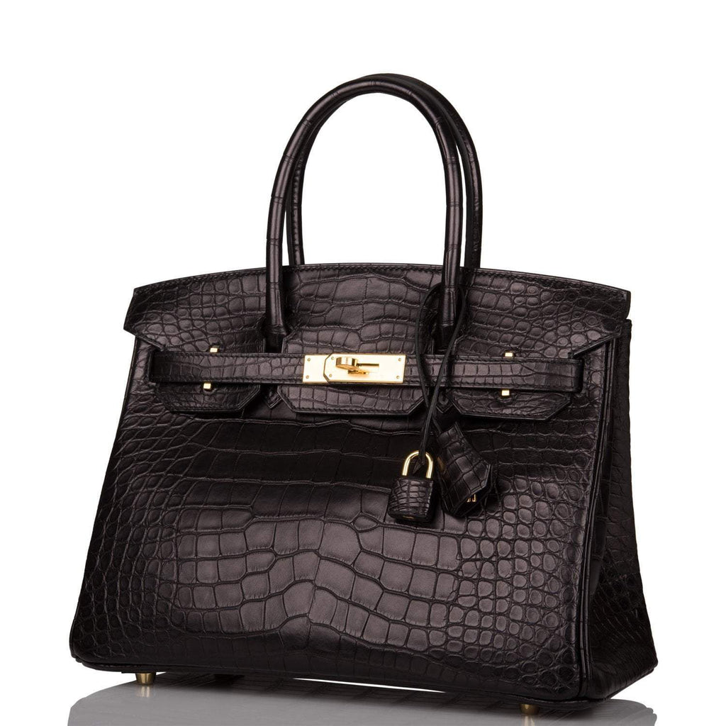 Hermes Birkin 30cm Black Matte Alligator Gold Hardware