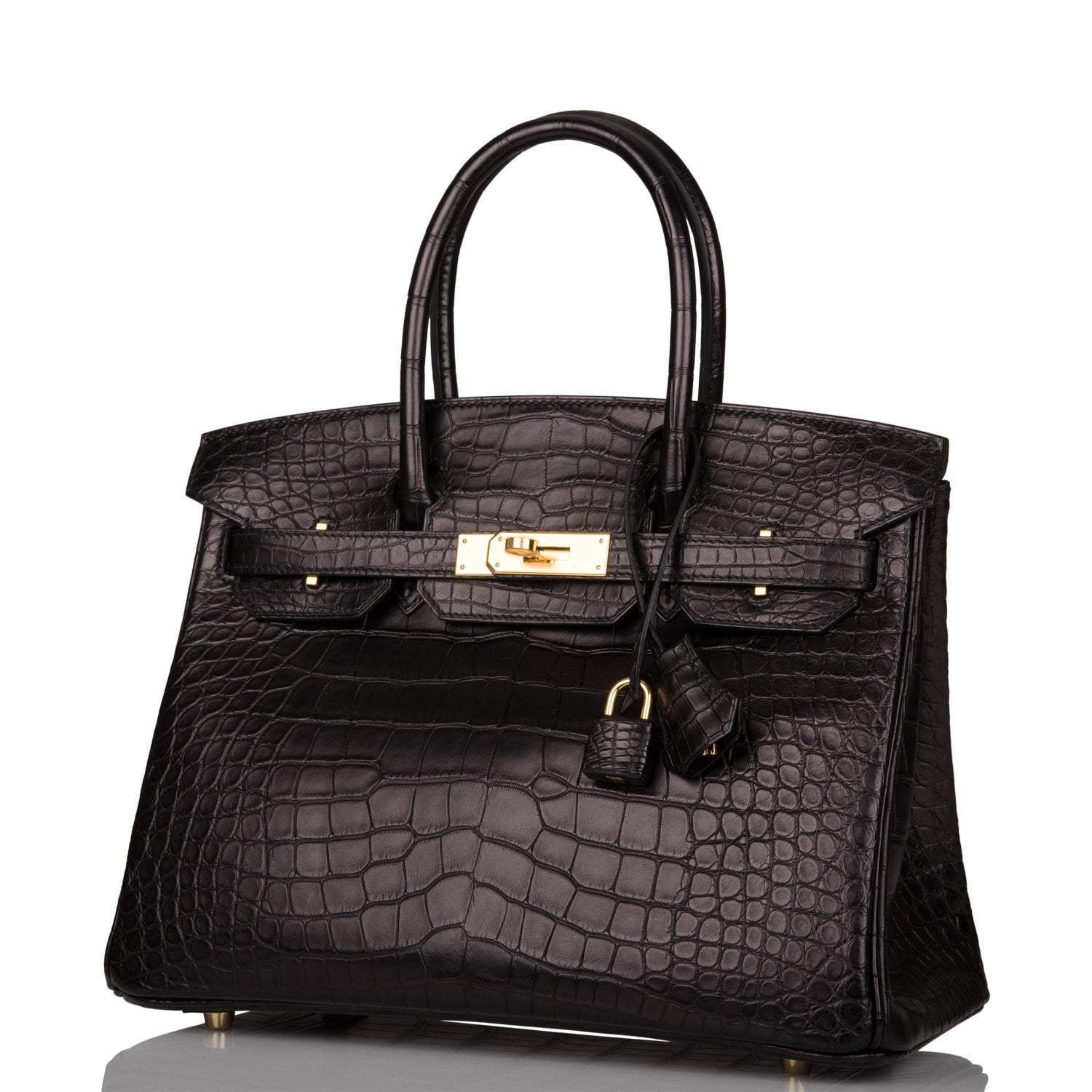 Hermes Birkin 30cm Black Matte Alligator Gold Hardware