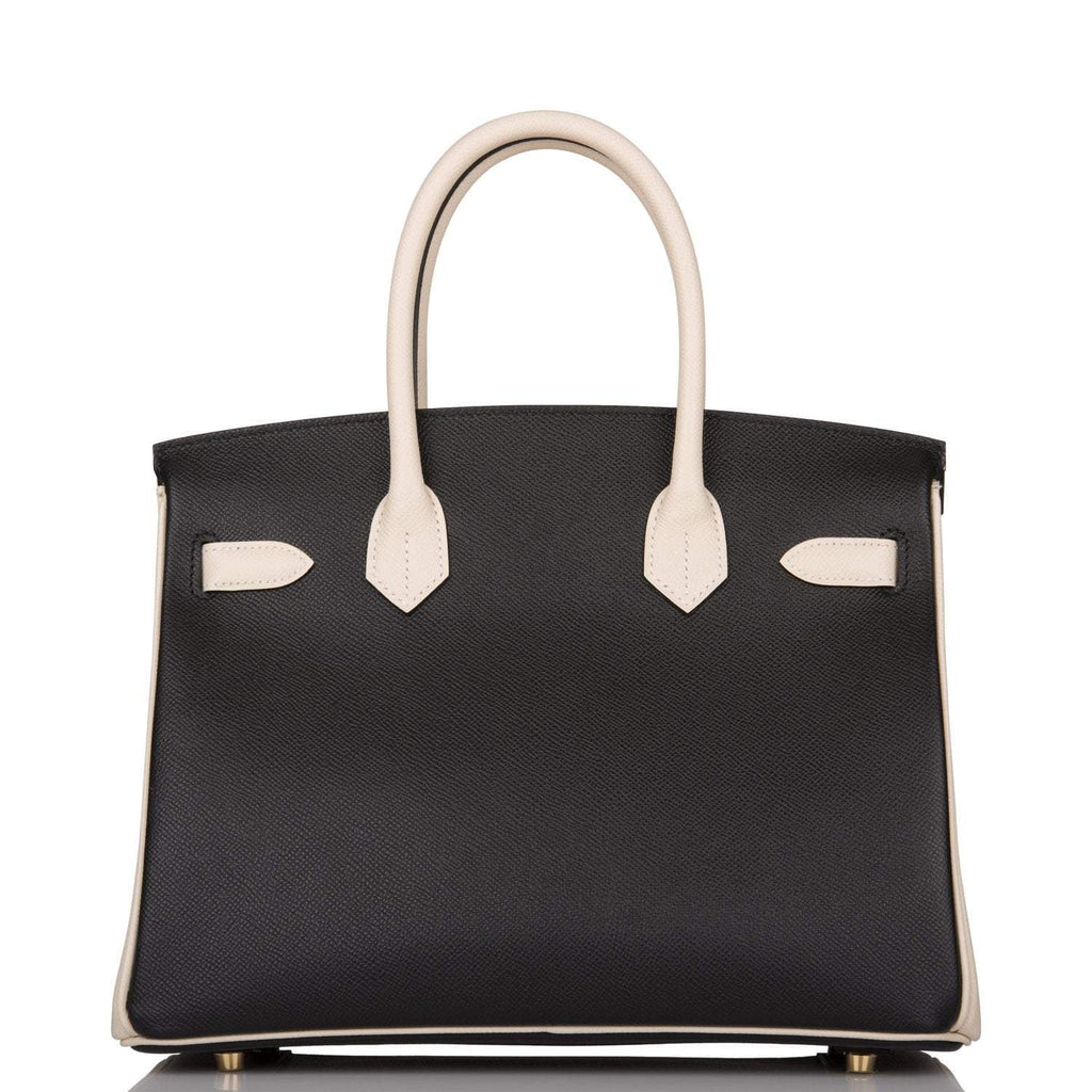 Hermes Birkin 30cm Brushed Gold Hardware Bi-Color Black and Craie Epsom