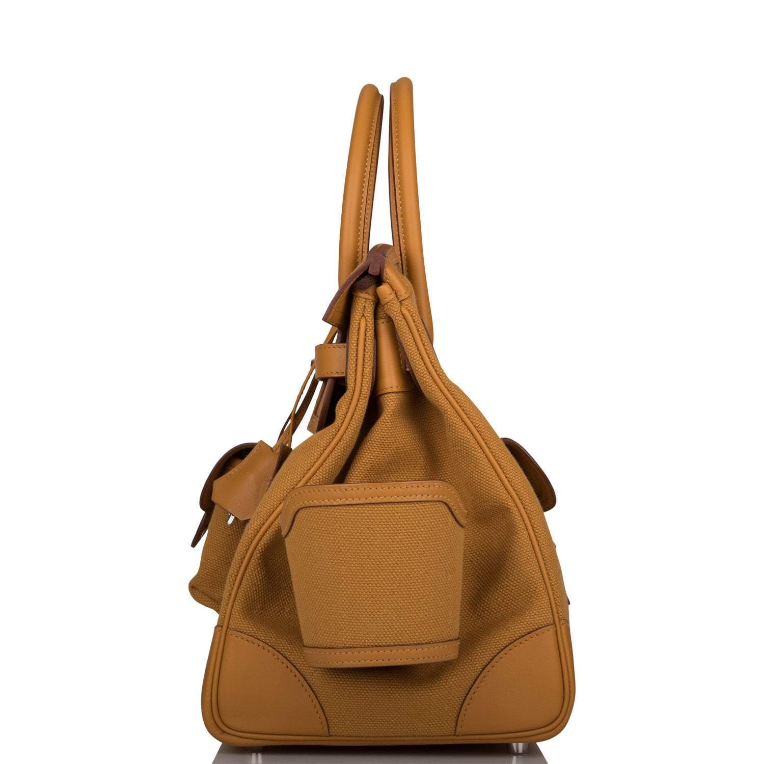 Hermes Birkin 35cm Desert/Sesame Swift and Toile Canvas "Cargo" Palladium Hardware