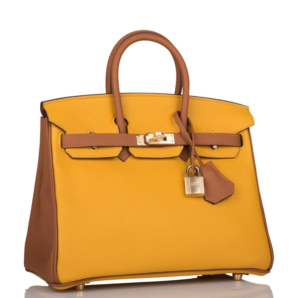 Hermes Birkin 25 Jaune Ambre and Gold Togo Permabrass Hardware