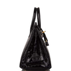 Hermes Black Shiny Niloticus Crocodile Birkin 25cm Gold Hardware