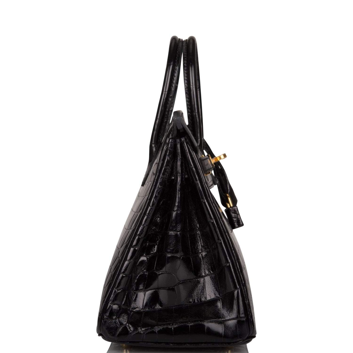 Hermes Black Shiny Niloticus Crocodile Birkin 25cm Gold Hardware