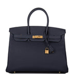 Hermes Bleu Nuit Togo Birkin 35cm Gold Hardware