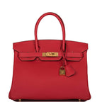 Hermes Birkin 30 Rouge Casaque Togo Gold Hardware