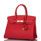 Hermes Birkin 30 Rouge Casaque Togo Gold Hardware