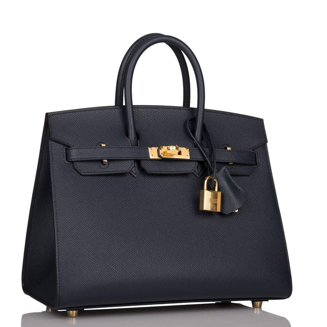 Hermes Birkin Sellier 25 Bleu Indigo Epsom Gold Hardware Hover Image