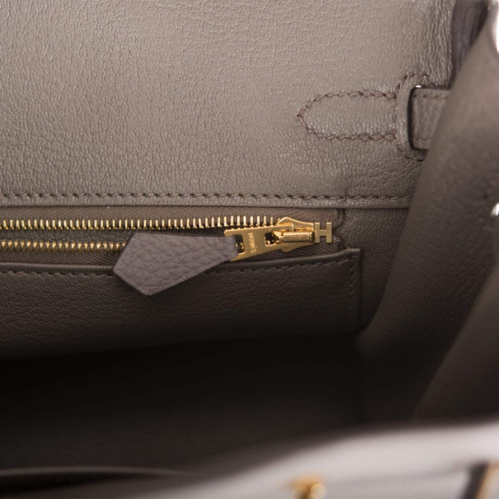 Hermes Birkin 25 Etain Togo Gold Hardware