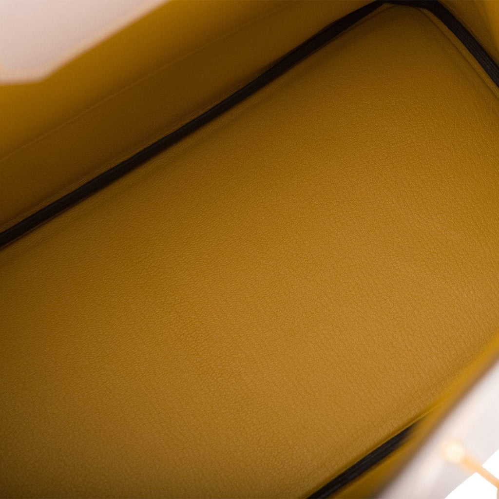 Hermes Birkin 35 Etoupe and Jaune Ambre Togo Brushed Gold Hardware