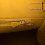 Hermes Birkin 35 Etoupe and Jaune Ambre Togo Brushed Gold Hardware