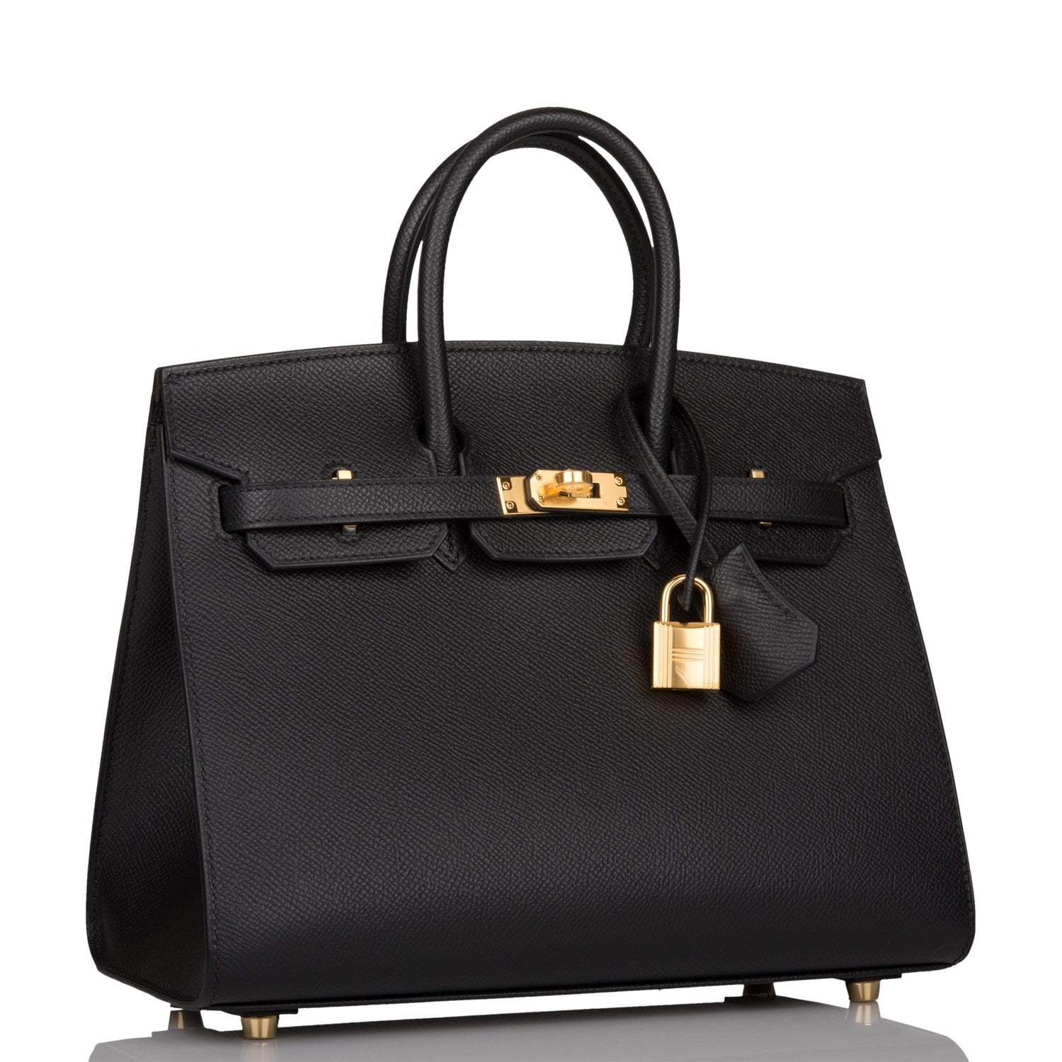 Hermes Birkin Sellier 25 Black Epsom Gold Hardware