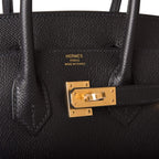 Hermes Birkin Sellier 25 Black Epsom Gold Hardware