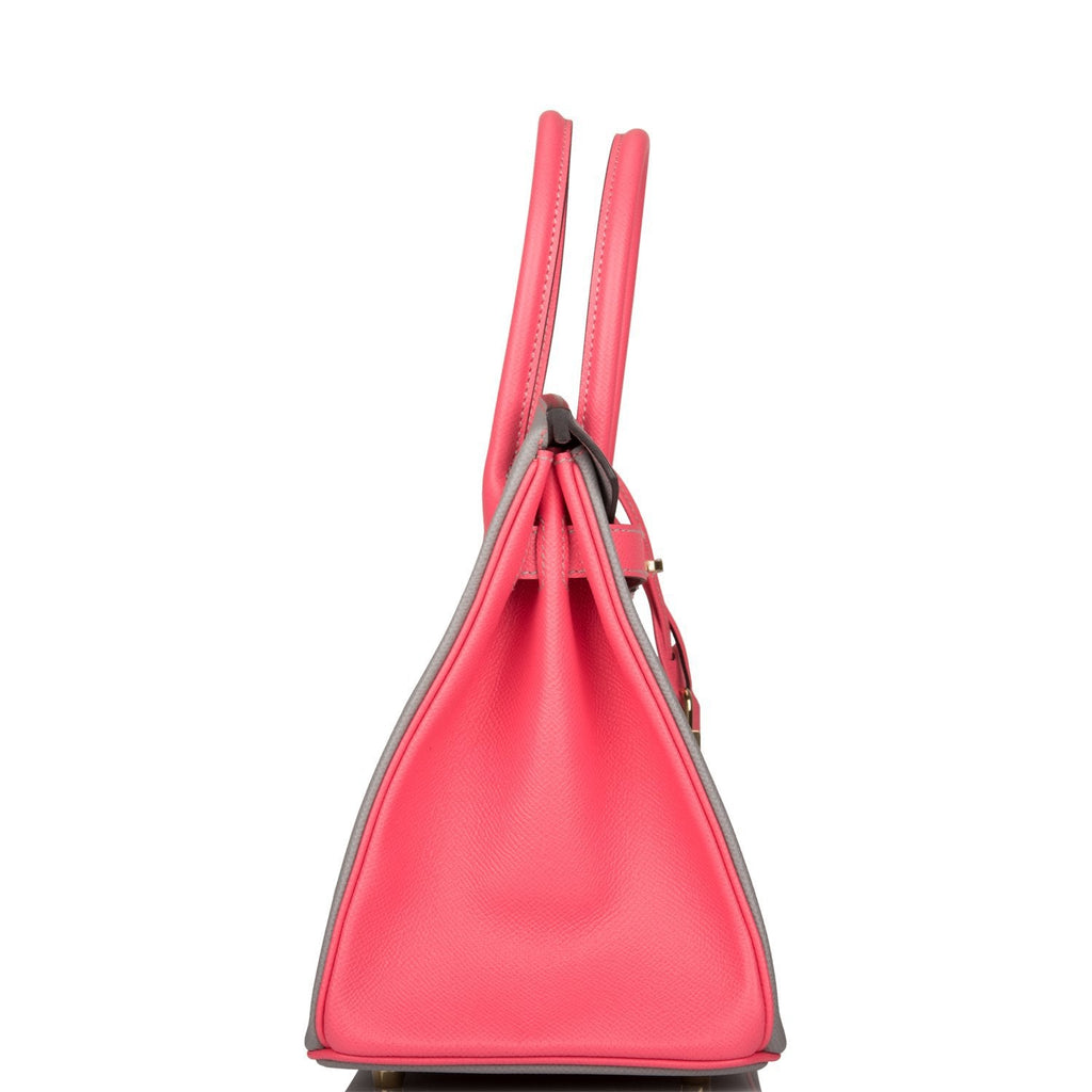 Hermes Birkin 30 Gris Mouette and Rose Azalee Epsom Permabrass Hardware