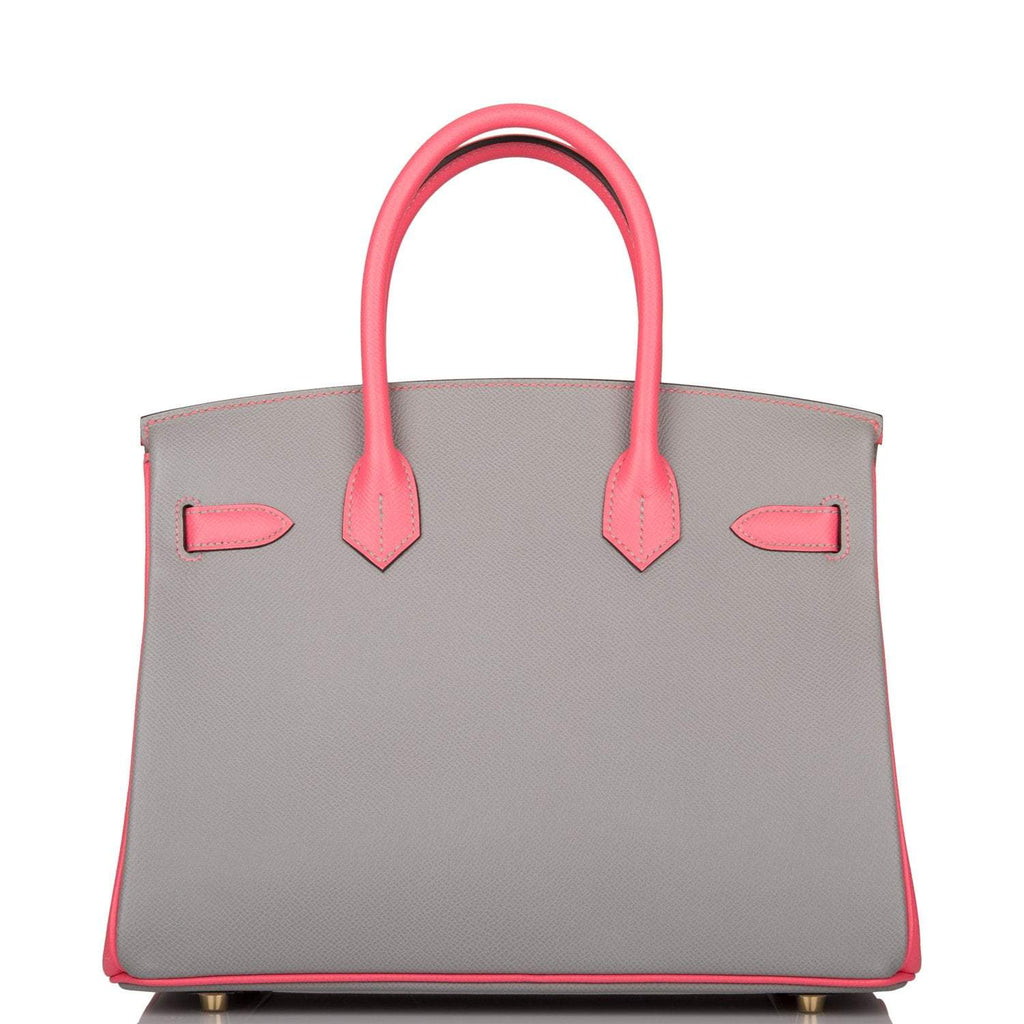 Hermes Birkin 30 Gris Mouette and Rose Azalee Epsom Permabrass Hardware