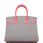Hermes Birkin 30 Gris Mouette and Rose Azalee Epsom Permabrass Hardware