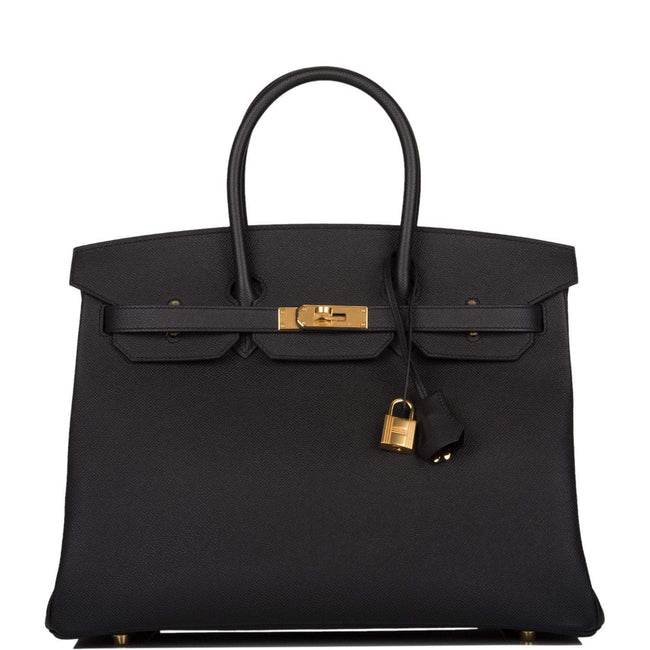 Hermes Birkin 35 Black Epsom Gold Hardware Hover Image