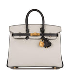 Birkin 25 Gris Perle and Black Chèvre Brushed Gold Hardware