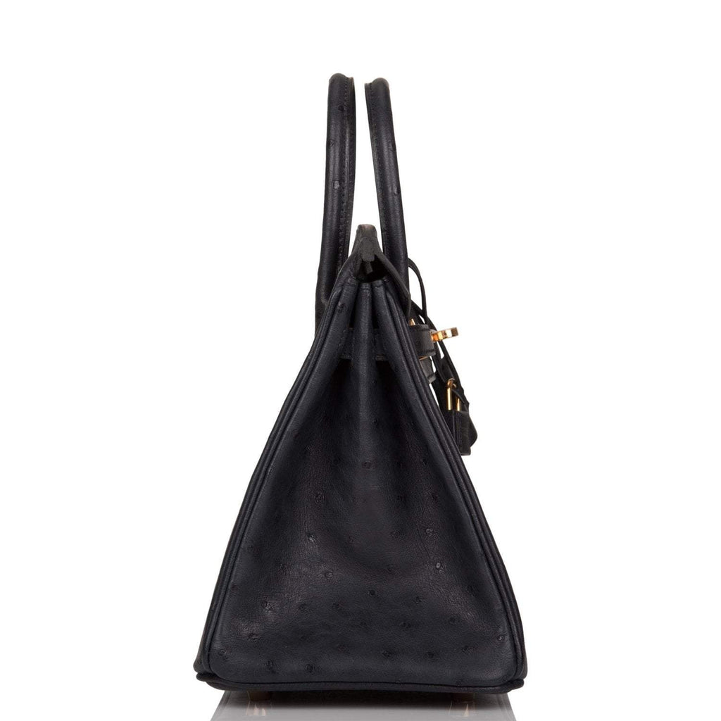 Hermes Birkin 25 Bleu Indigo Ostrich Rose Gold Hardware