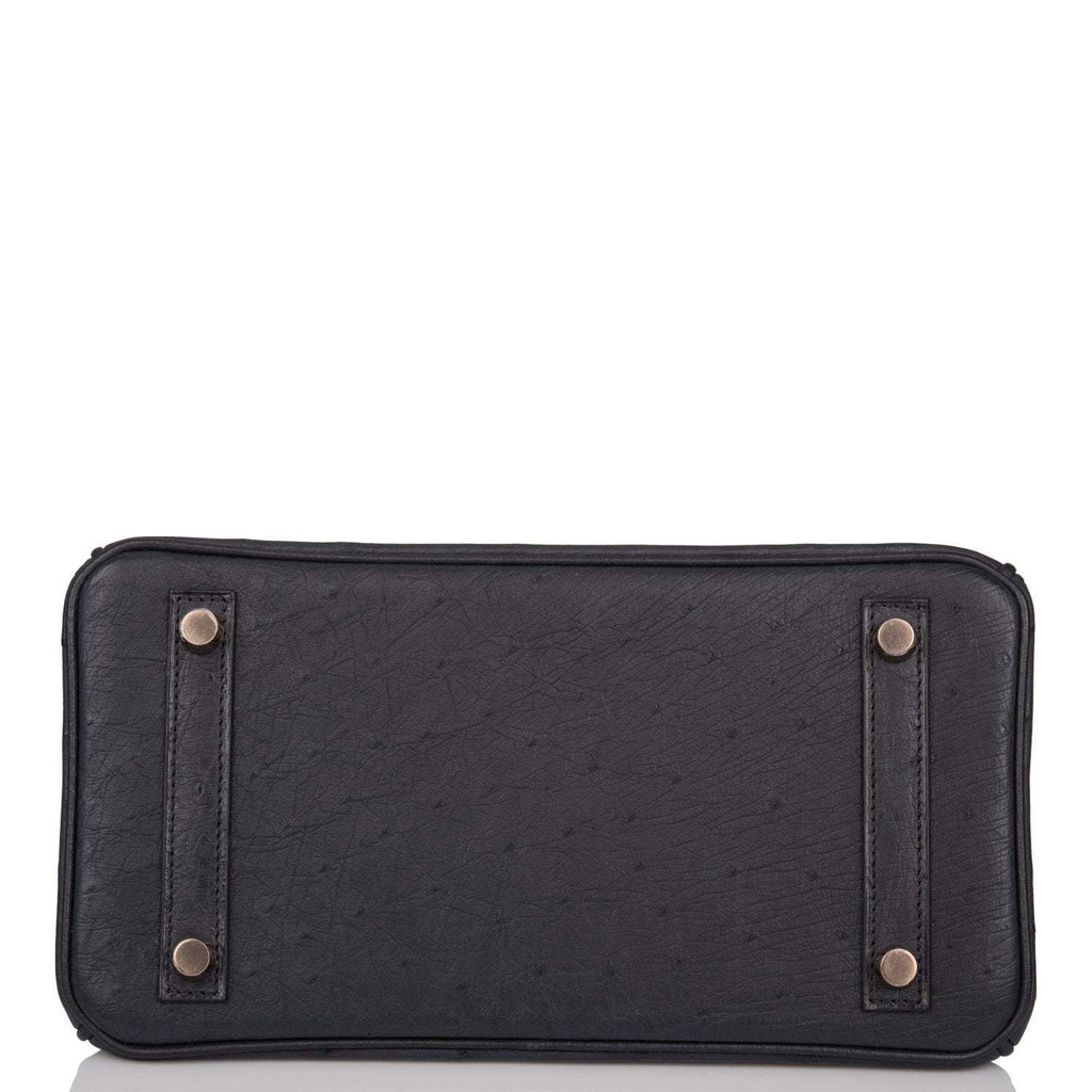 Hermes Birkin 25 Bleu Indigo Ostrich Rose Gold Hardware