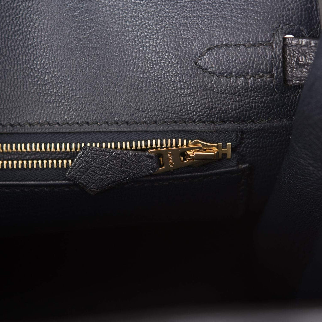 Hermes Birkin 25 Bleu Indigo Ostrich Rose Gold Hardware