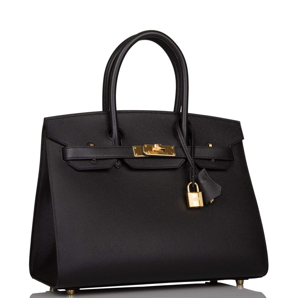 Hermes Birkin Sellier 30 Black Epsom Gold Hardware