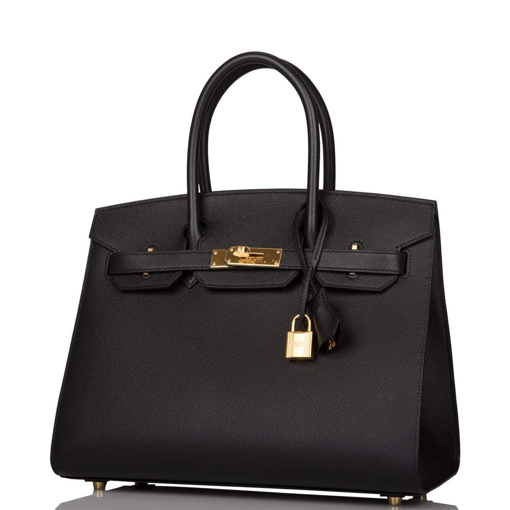 Hermes Birkin Sellier 30 Black Epsom Gold Hardware