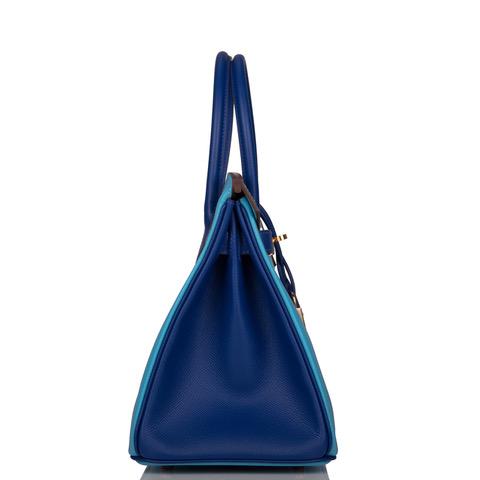 Hermes Birkin 30 Celeste and Bleu Electric Epsom Rose Gold Hardware