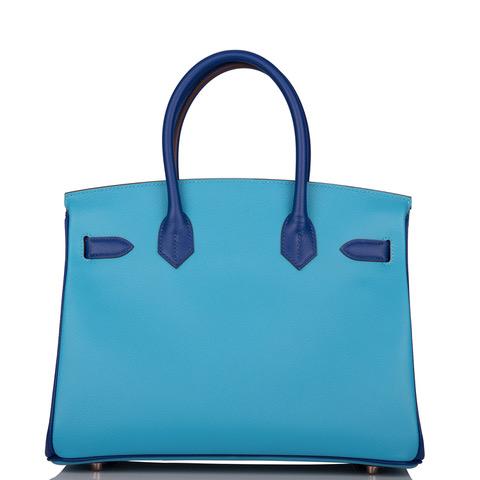 Hermes Birkin 30 Celeste and Bleu Electric Epsom Rose Gold Hardware