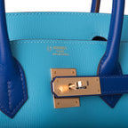 Hermes Birkin 30 Celeste and Bleu Electric Epsom Rose Gold Hardware