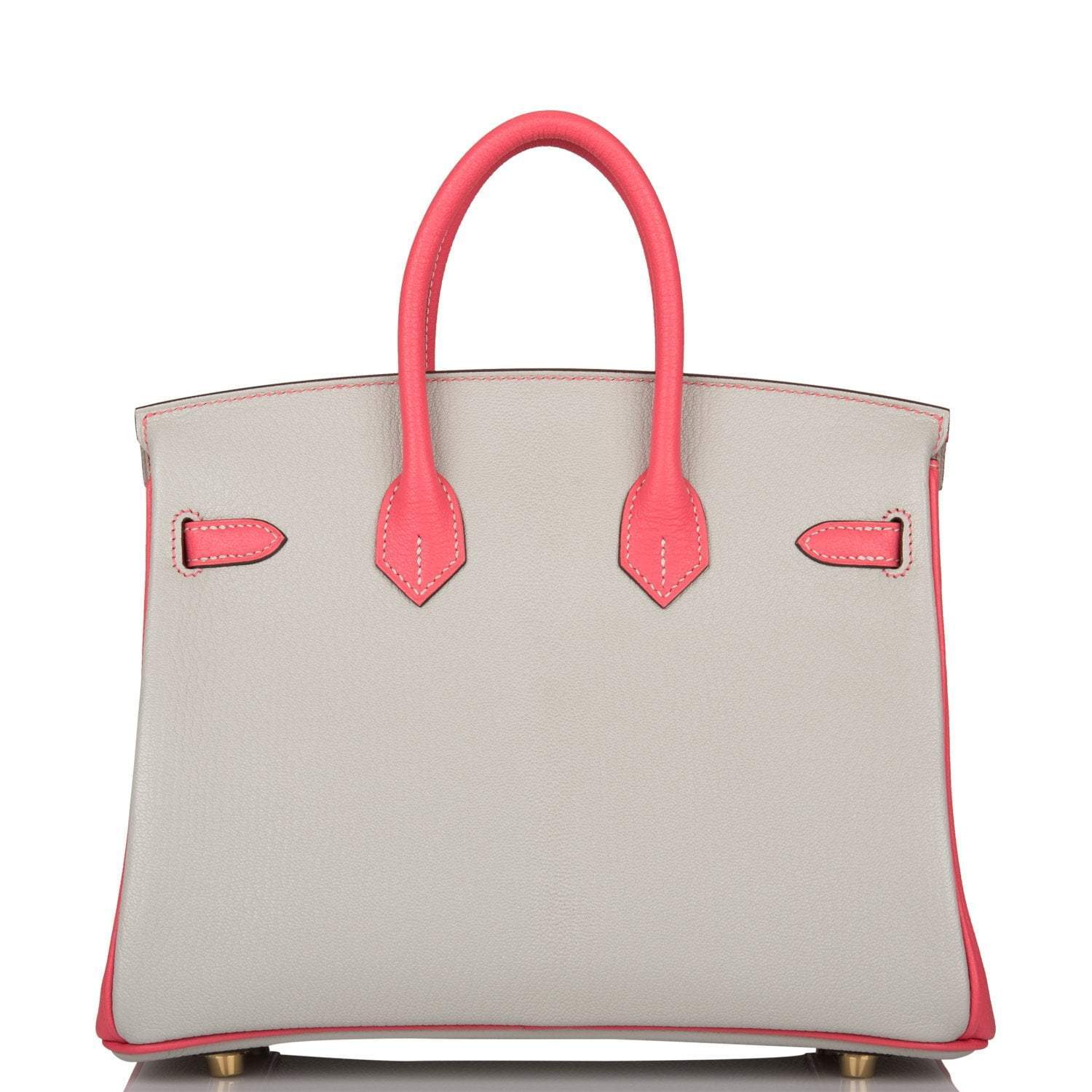 Hermes Birkin 25 Gris Perle and Rose Azalee Chèvre Brushed Gold Hardware