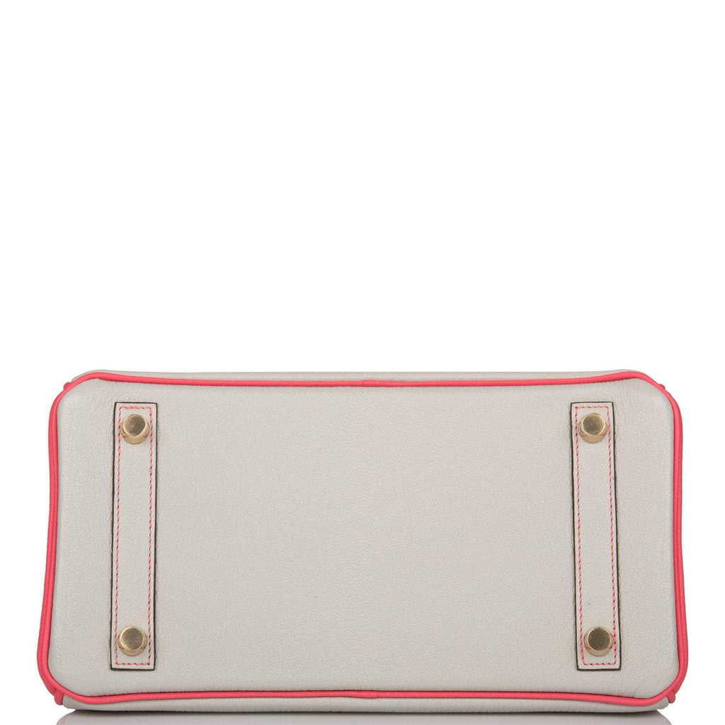 Hermes Birkin 25 Gris Perle and Rose Azalee Chèvre Brushed Gold Hardware