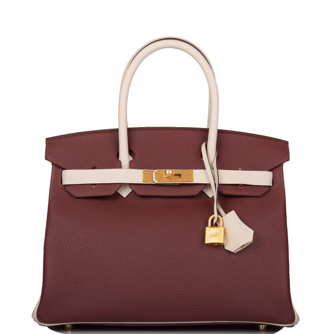 Hermes Birkin 30 Rouge H and Craie Togo Brushed Gold Hardware Hover Image