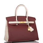 Hermes Birkin 30 Rouge H and Craie Togo Brushed Gold Hardware
