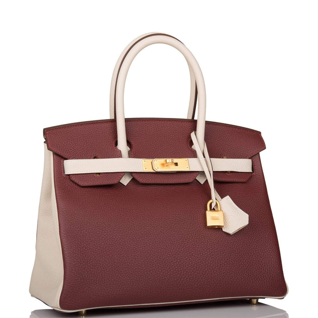 Hermes Birkin 30 Rouge H and Craie Togo Brushed Gold Hardware Main Image