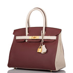 Hermes Birkin 30 Rouge H and Craie Togo Brushed Gold Hardware