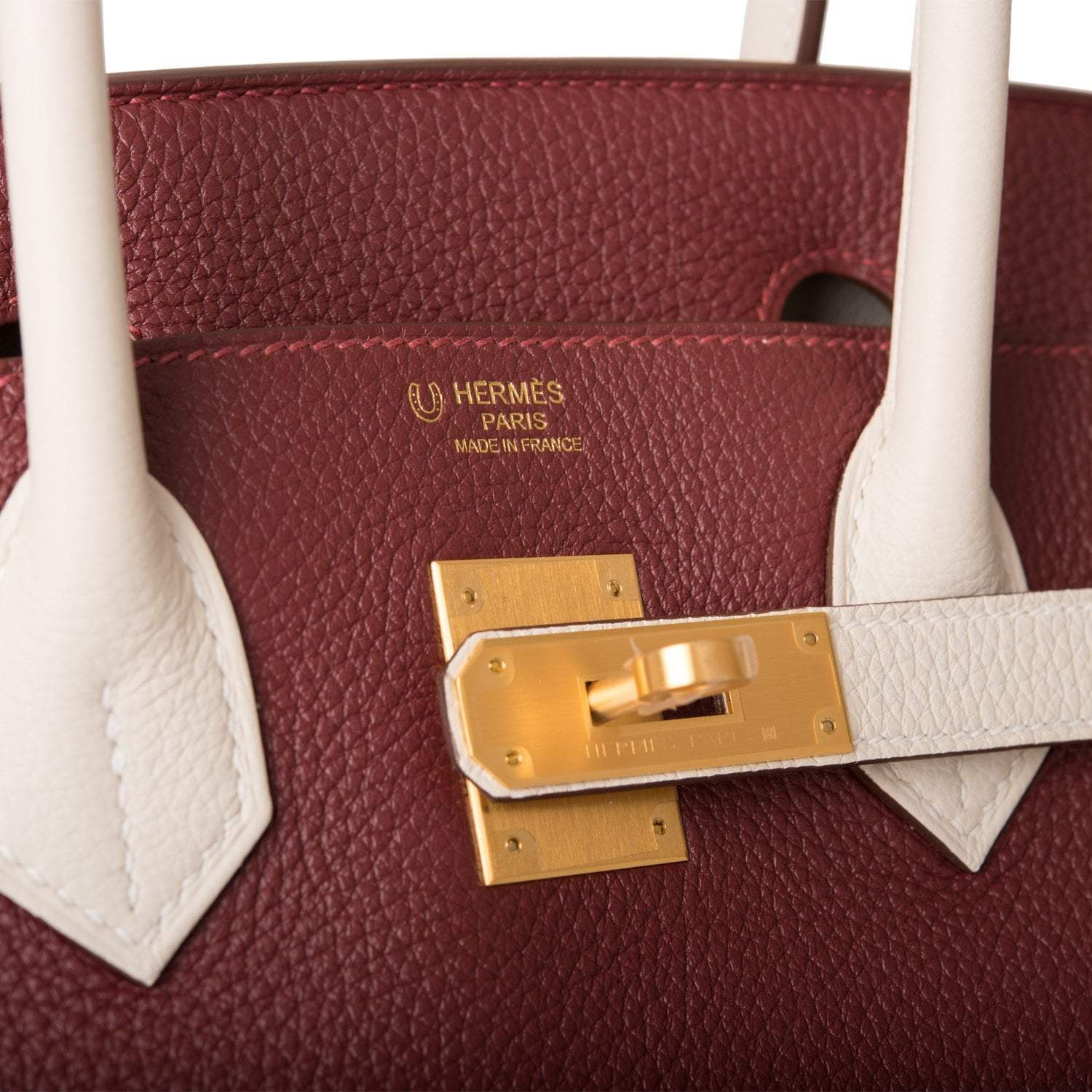 Hermes Birkin 30 Rouge H and Craie Togo Brushed Gold Hardware