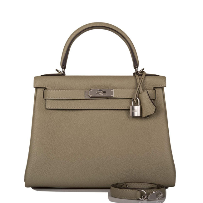 Hermes Kelly Retourne 28 Sauge Clemence Palladium Hardware Hover Image