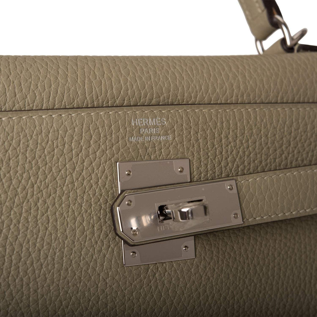 Hermes Kelly Retourne 28 Sauge Clemence Palladium Hardware
