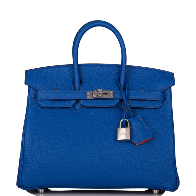 Hermes Birkin 25 Bleu Royal Verso Togo Palladium Hardware Hover Image